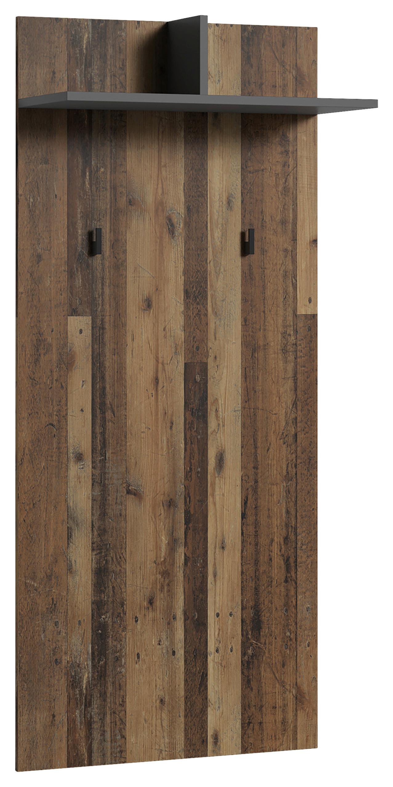 Garderobenpaneel Ben Anthrazit mit Hutablage B: 60 cm 2 Haken - Alteiche/Anthrazit, MODERN, Holzwerkstoff (60/136/27cm) - MID.YOU