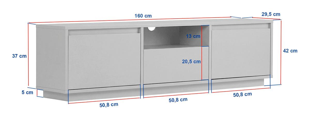 TV-ELEMENT Weiß B:160cm - Weiß, MODERN, Holzwerkstoff (160/42/30cm)