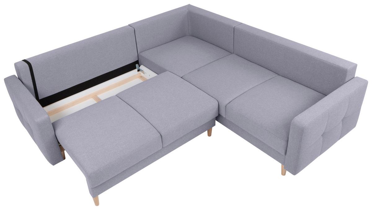 Eckschlafsofa Noret Graublau S: 242/242 cm - Eiche Wotan/Hellgrau, KONVENTIONELL, Textil (242/242cm) - MID.YOU