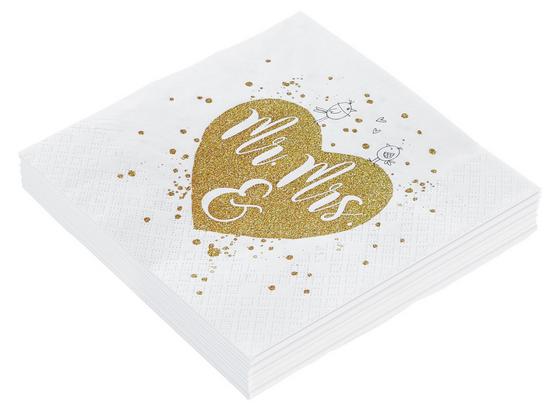 Servítky Mr & Mrs - biela/zlatá, papier (33/33cm) Servítky Mr & Mrs - biela/zlatá, papier (33/33cm)