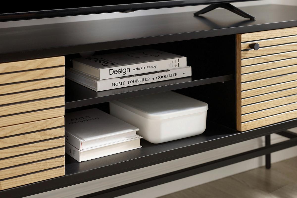 Lowboard Schwarz, Eichefarben B: 150cm - Eichefarben/Schwarz, Design, Holz/Holzwerkstoff (150/60/40cm) - Livetastic