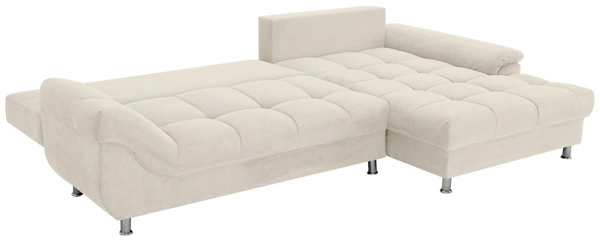 Rohová sedačka ERICE, pravá krémová - krémová/barvy chromu, Design, textil/plast (312/198cm)
