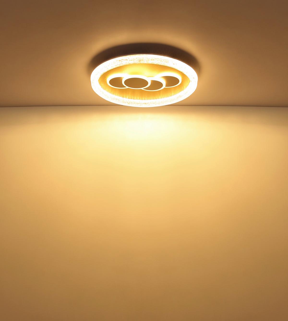 LED-Deckenleuchte 3000k, 40w - Klar/Goldfarben, Design, Kunststoff/Metall (49,5/7cm) - Globo