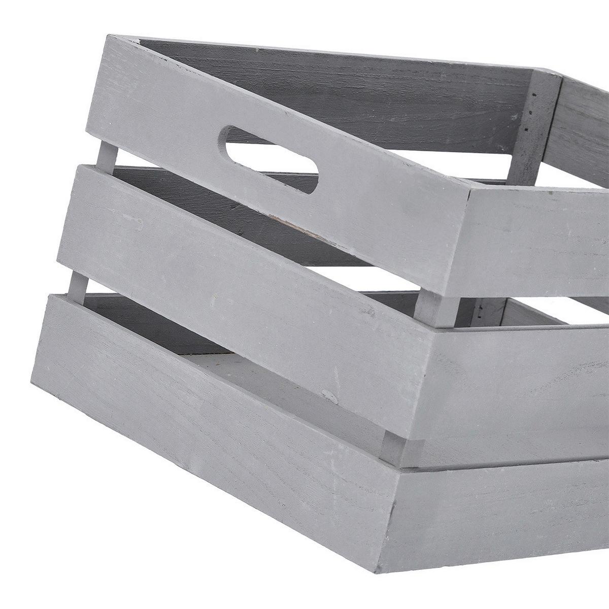 Dekokiste Holz Grau LxBxH: ca. 39x29x21,5 cm - Grau, Basics, Holz (39/29/21,5cm) - Zeller Present