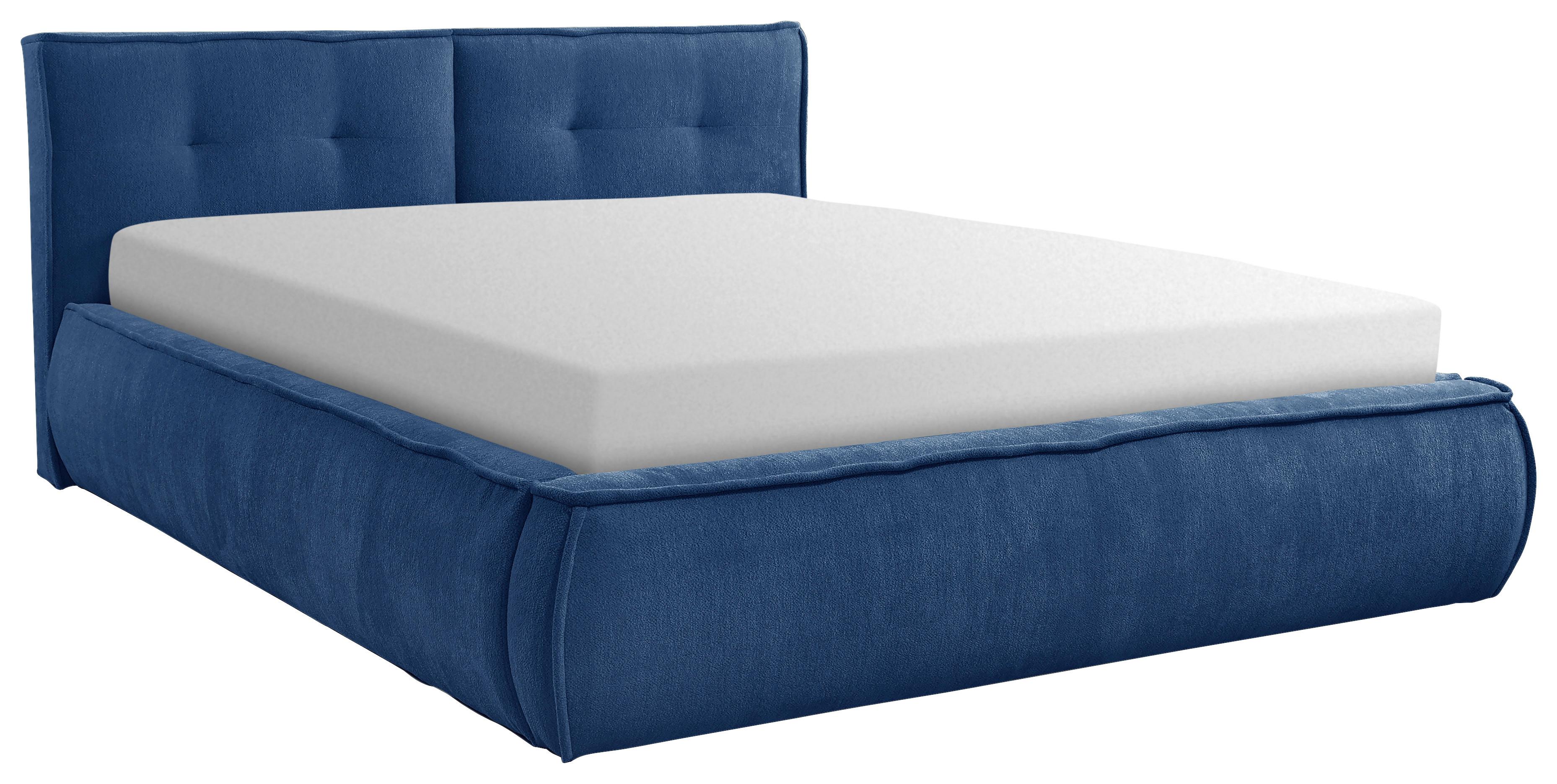 Polsterbett mit Lattenrost Lacjo Blau 180x200 cm - Blau/Beige, LIFESTYLE, Holz/Holzwerkstoff (180/200cm) - Livetastic