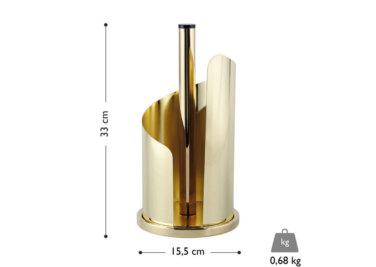 Küchenrollenhalter Edelstahl Goldfarben Rutschfest - Goldfarben, Basics, Metall (15,5/33cm) - Echtwerk