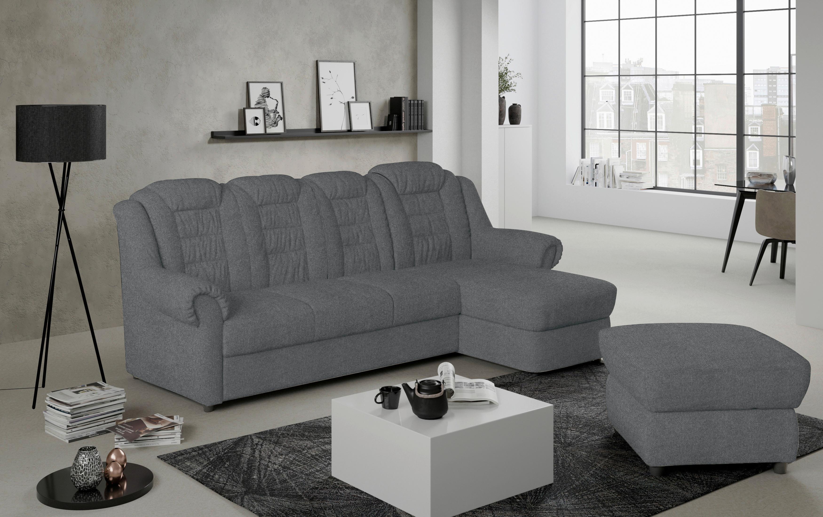 Ecksofa Boston Dunkelgrau Chenille - Dunkelgrau/Schwarz, KONVENTIONELL, Textil (262/165cm) - Livetastic