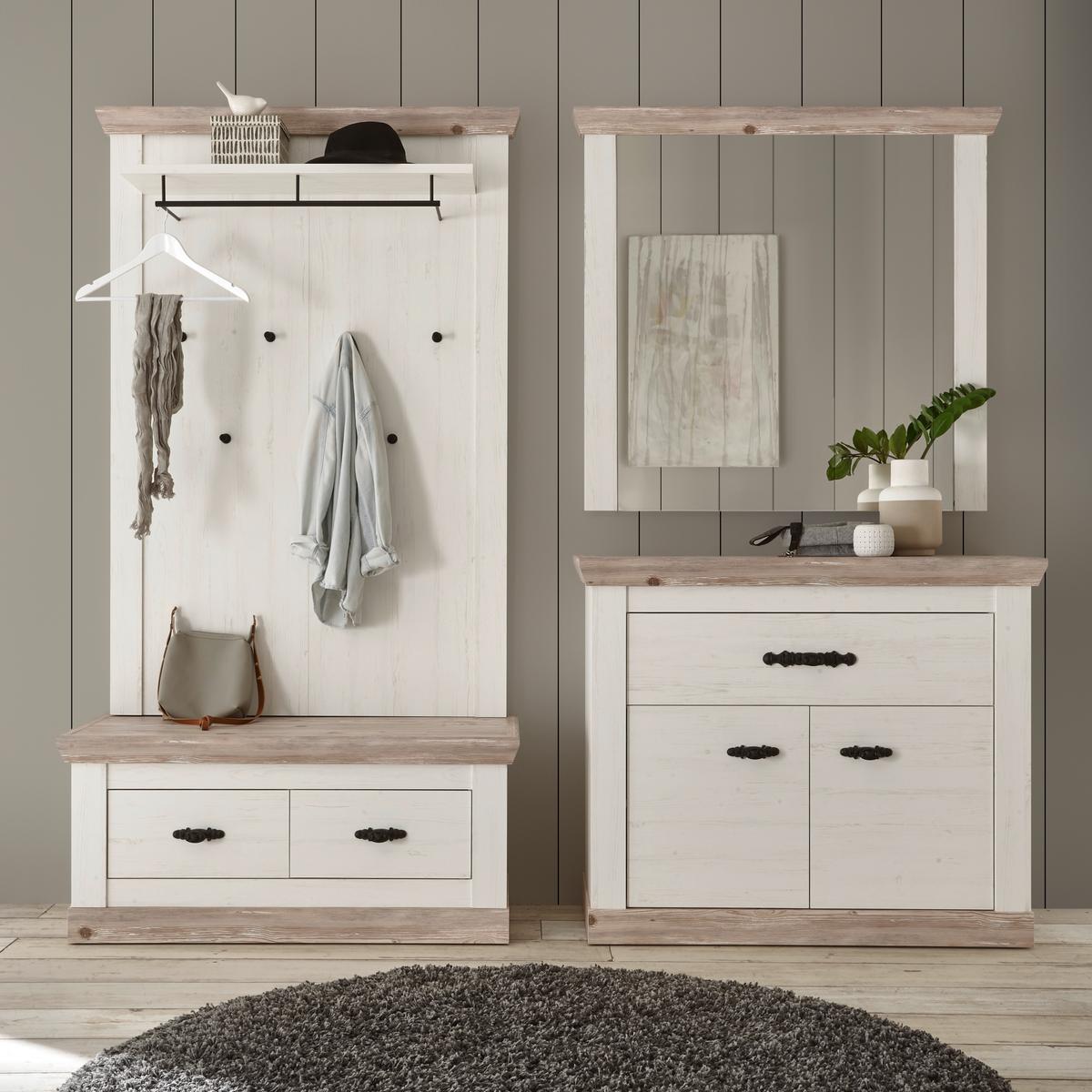 Garderobe Florenz Pinienfarbe/hellbraun 224cm - Hellbraun/Pinienfarben, Design, Holzwerkstoff (224/201/45cm) - MID.YOU