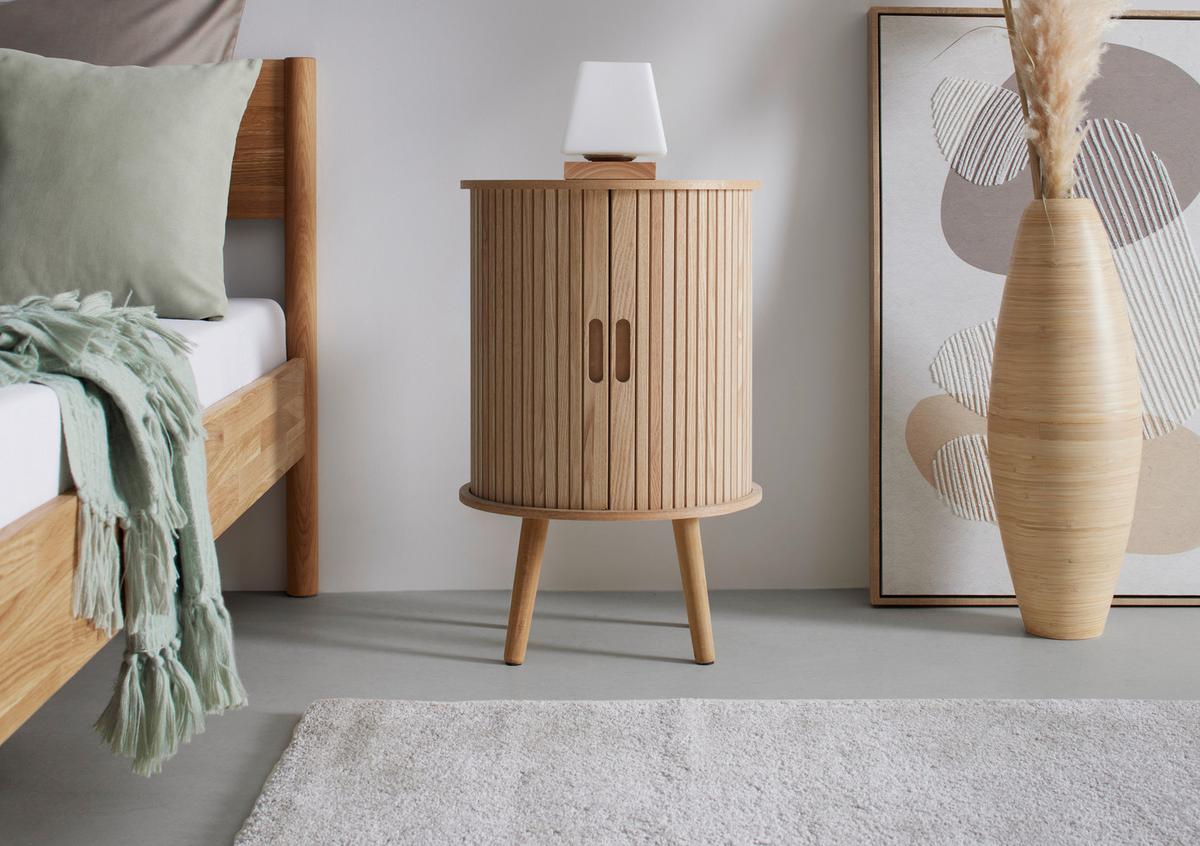 Nočný stolík SKANDY - prírodná farba, Modern, drevo/kompozitné drevo (40/65cm) - Premium Living