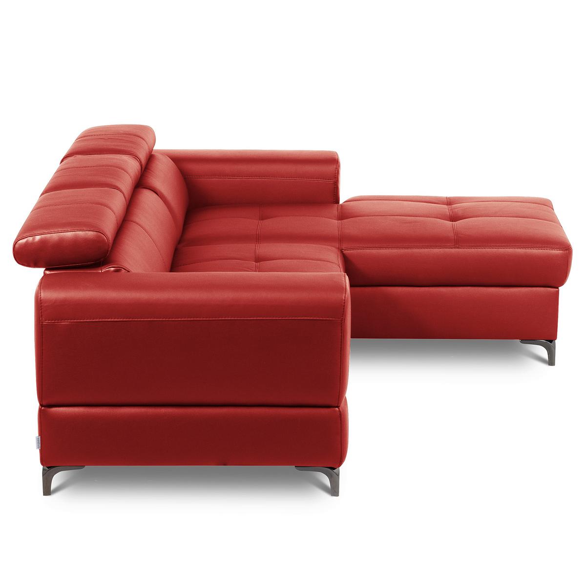 Ecksofa Torino Teilleder Rot 247x173 - Rot/Schwarz, Design, Leder/Textil (247/173cm) - Livetastic