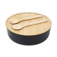 Salátová mísa s příslušenstvím MAGNUS - černá/přírodní barvy, Konvenční, plast/přírodní materiály (30,5/9,5cm) - Mömax
