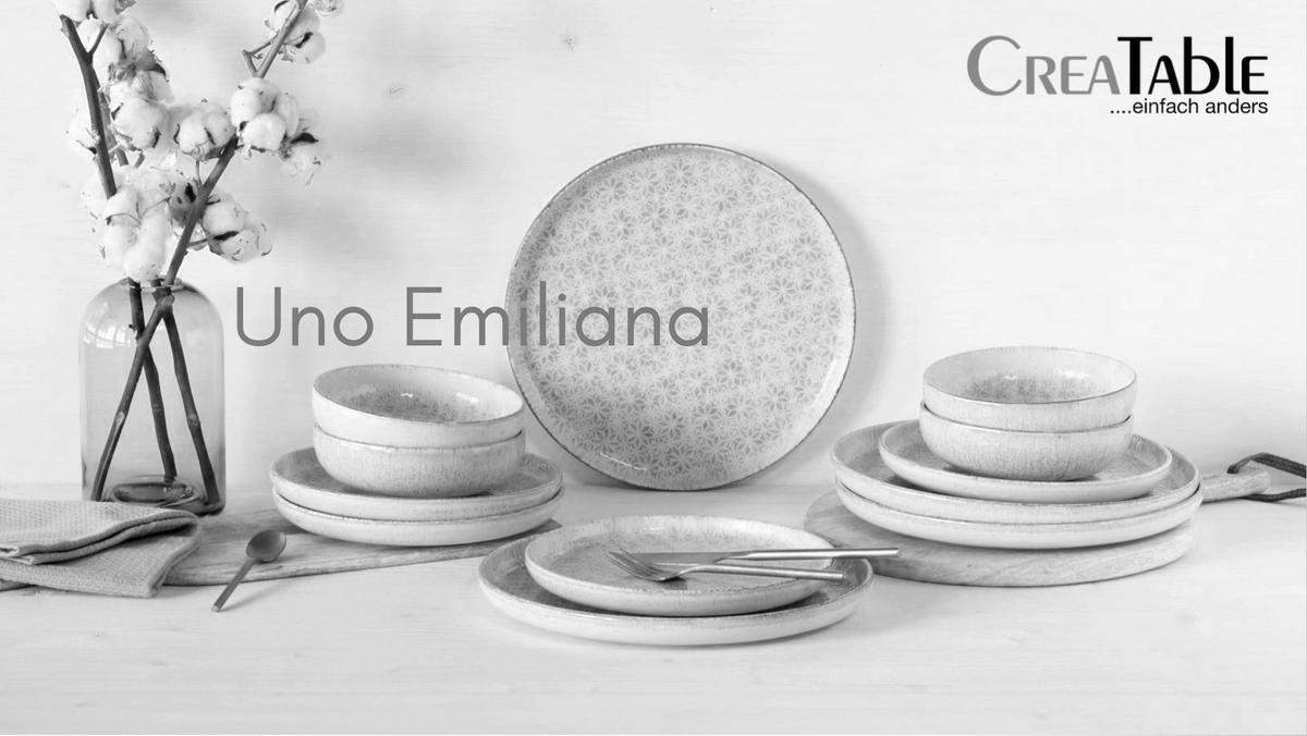Tafelservice Uno Emiliana 12--Teilig., Creme, Hellblau - Creme/Hellblau, Basics, Keramik - Creatable
