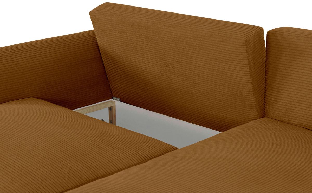 Ecksofa Joni Geld S: 250 cm - Braun, Design, Textil (250/151cm) - MID.YOU