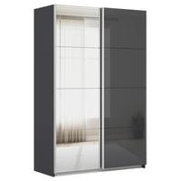 Tolóajtós Szekrény Feldkirch 136/210 Cm - ezüst/magasfényű antracit, Modern, faalapú anyag/Üveg (136/210/62cm)
