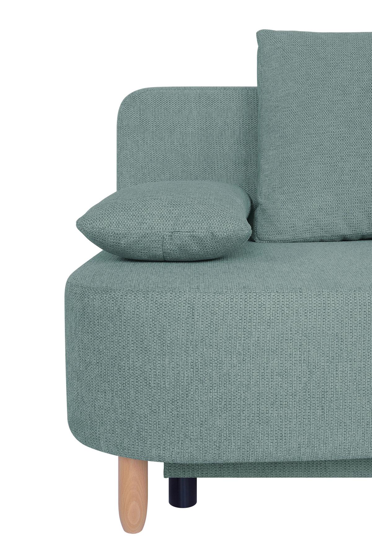 2-sitzer-sofa Lara Mit Schlaffunktion & Bettkasten - Buchefarben/Blaugrau, Design, Holzwerkstoff/Textil (193/86/85cm) - P & B