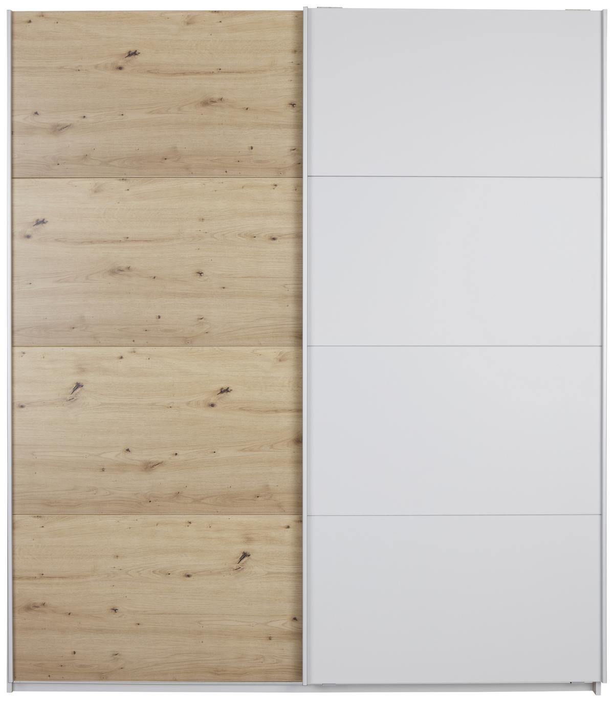 Schwebetürenschrank 226 cm Feldkirch 8, Grau/Eiche Dekor - Eichefarben/Grau, MODERN, Holzwerkstoff (226/210/62cm)