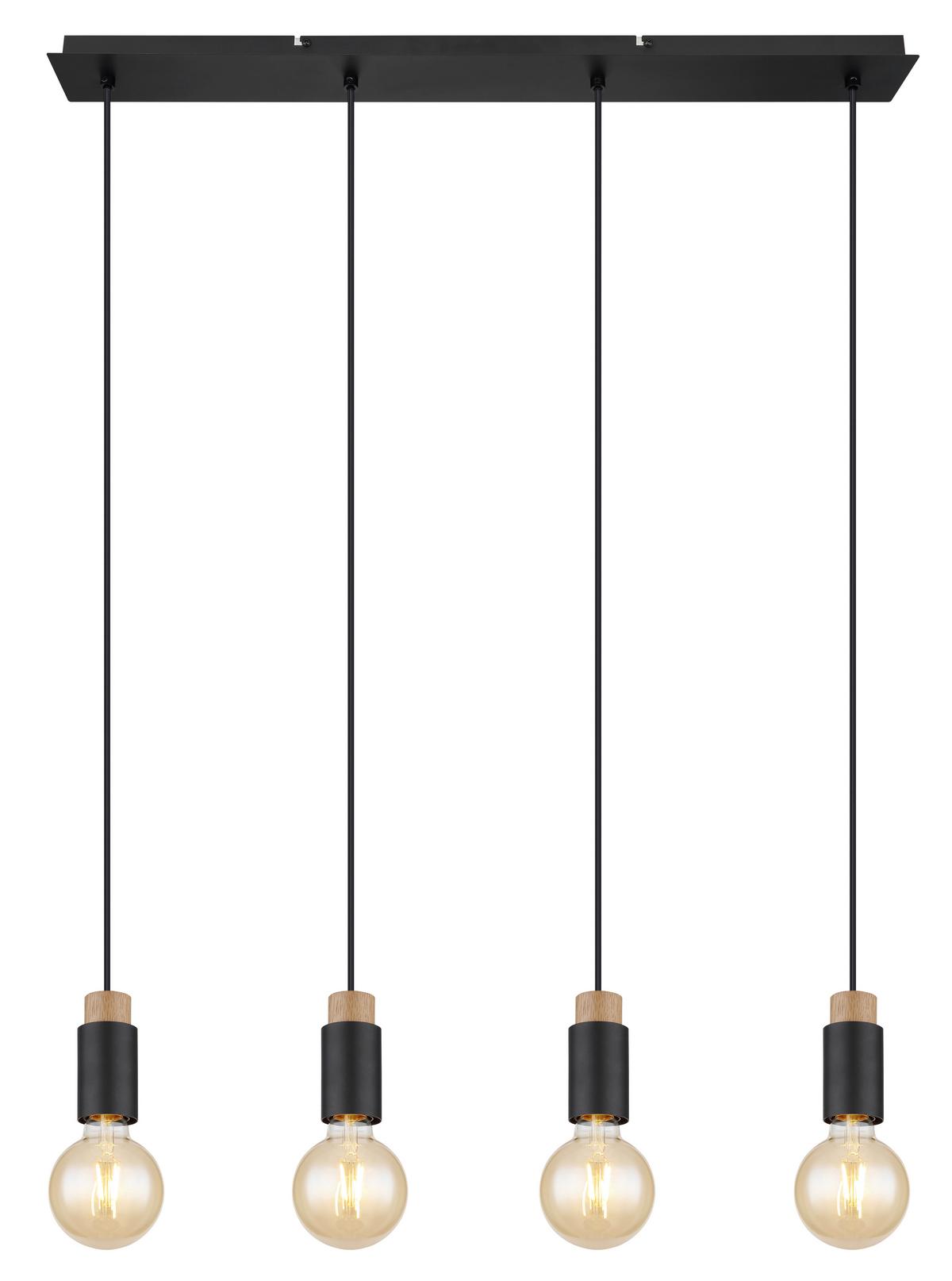 Hängeleuchte 54045-4h - Dunkelbraun/Schwarz, Design, Holz/Kunststoff (75/8/120cm) - Globo
