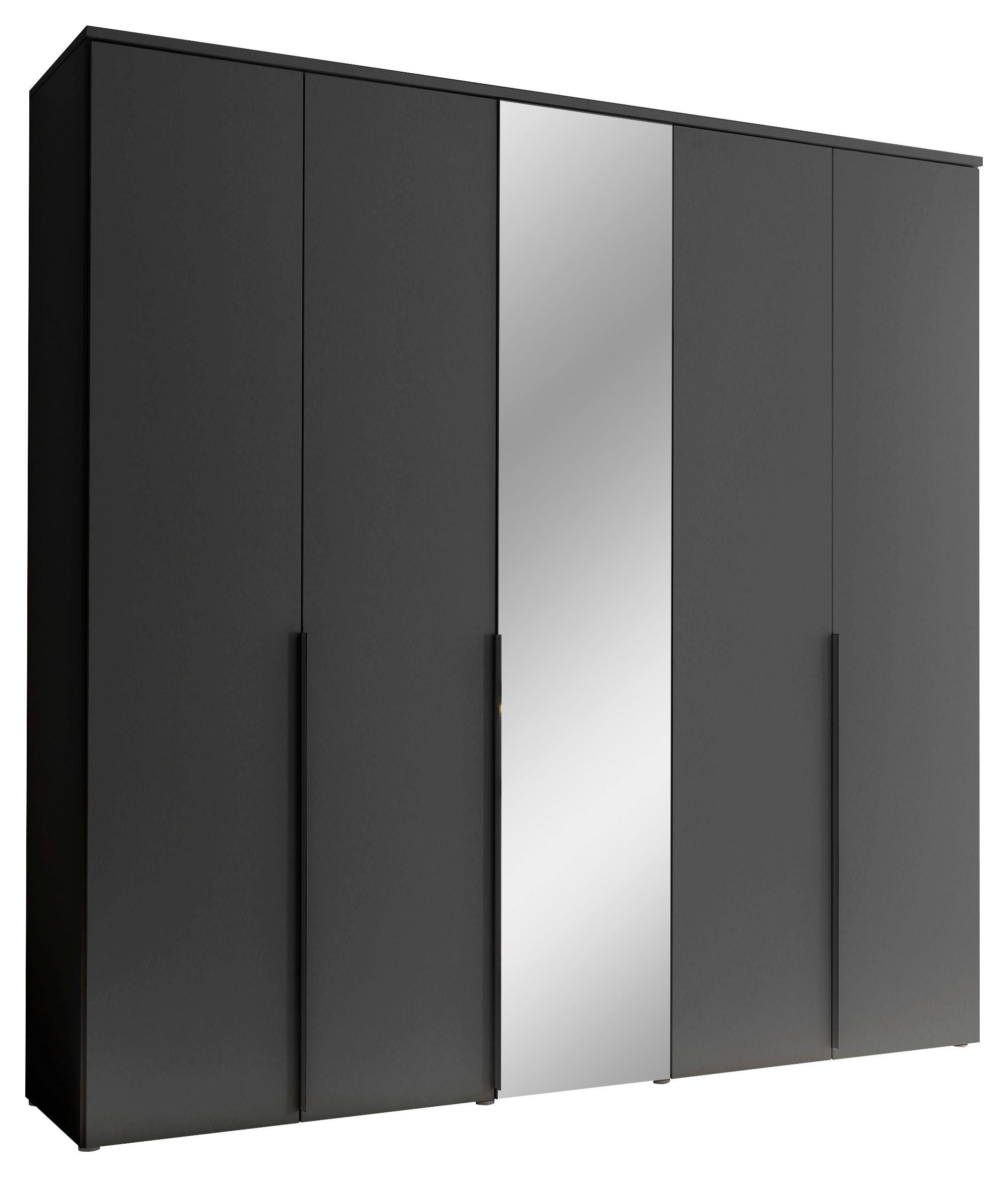 Drehtürenschrank 225 cm Kevo Graphitfarben/Spiegelglas - Graphitfarben, MODERN, Glas/Holzwerkstoff (225/225/52cm) - Carryhome