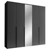 Drehtürenschrank 225 cm Kevo Graphitfarben/Spiegelglas - Graphitfarben, MODERN, Glas/Holzwerkstoff (225/225/52cm) - Carryhome