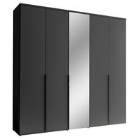 Drehtürenschrank 225 cm Kevo Graphitfarben/Spiegelglas - Graphitfarben, MODERN, Glas/Holzwerkstoff (225/225/52cm) - Carryhome