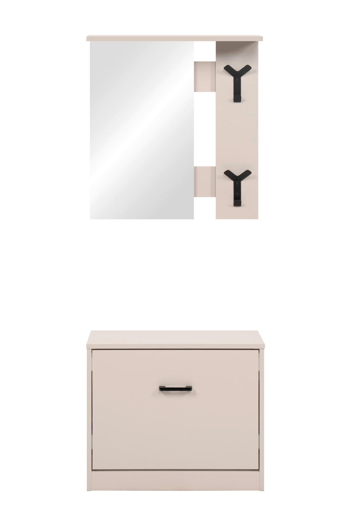 Garderobe Limone Beige B: 56cm - Beige, Design, Glas/Holzwerkstoff (56/180/24,5cm)