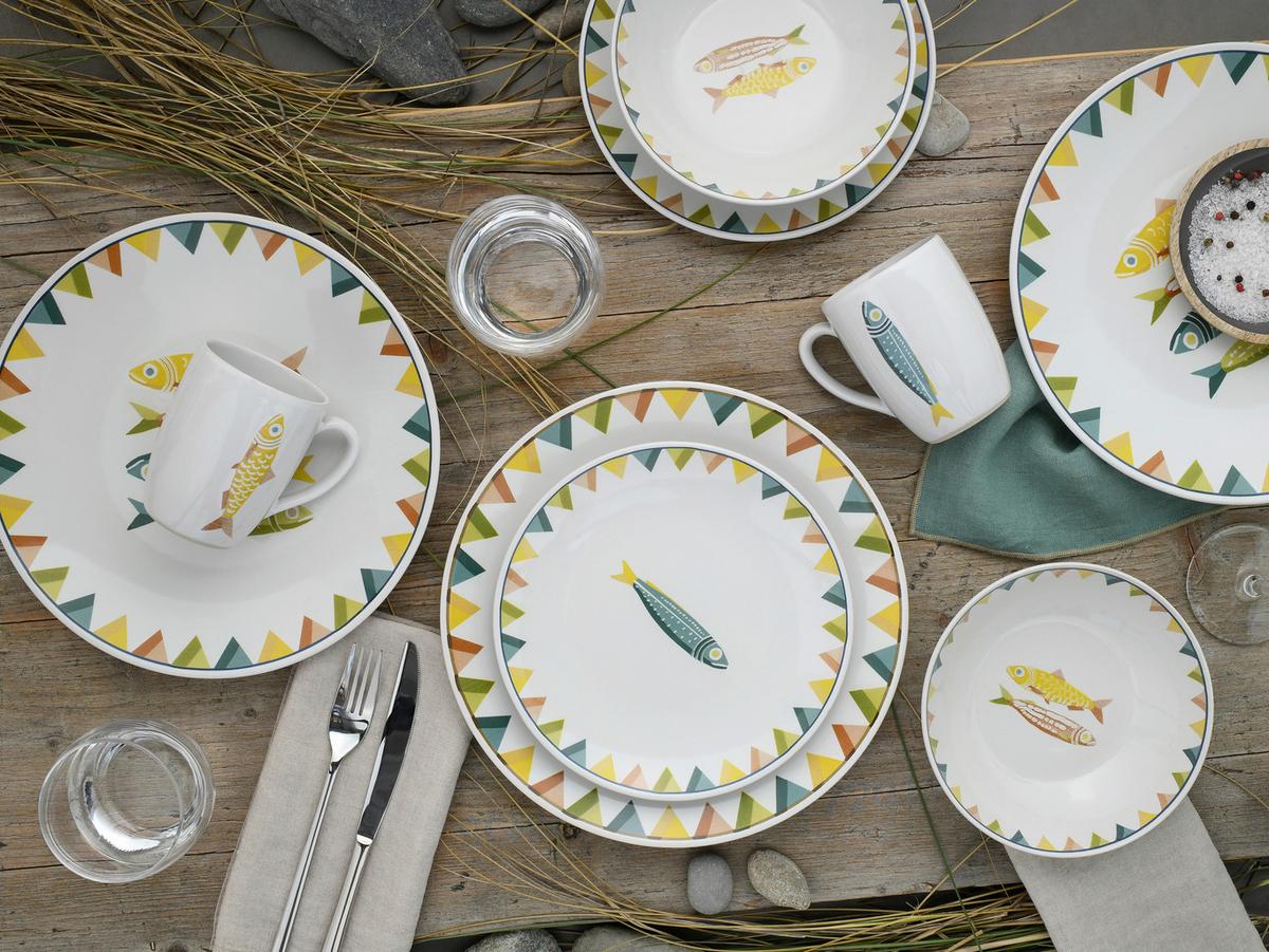 Kombiservice Sardinhas Steinzeug, 8 -Teilig. - Multicolor, Basics, Keramik - Creatable