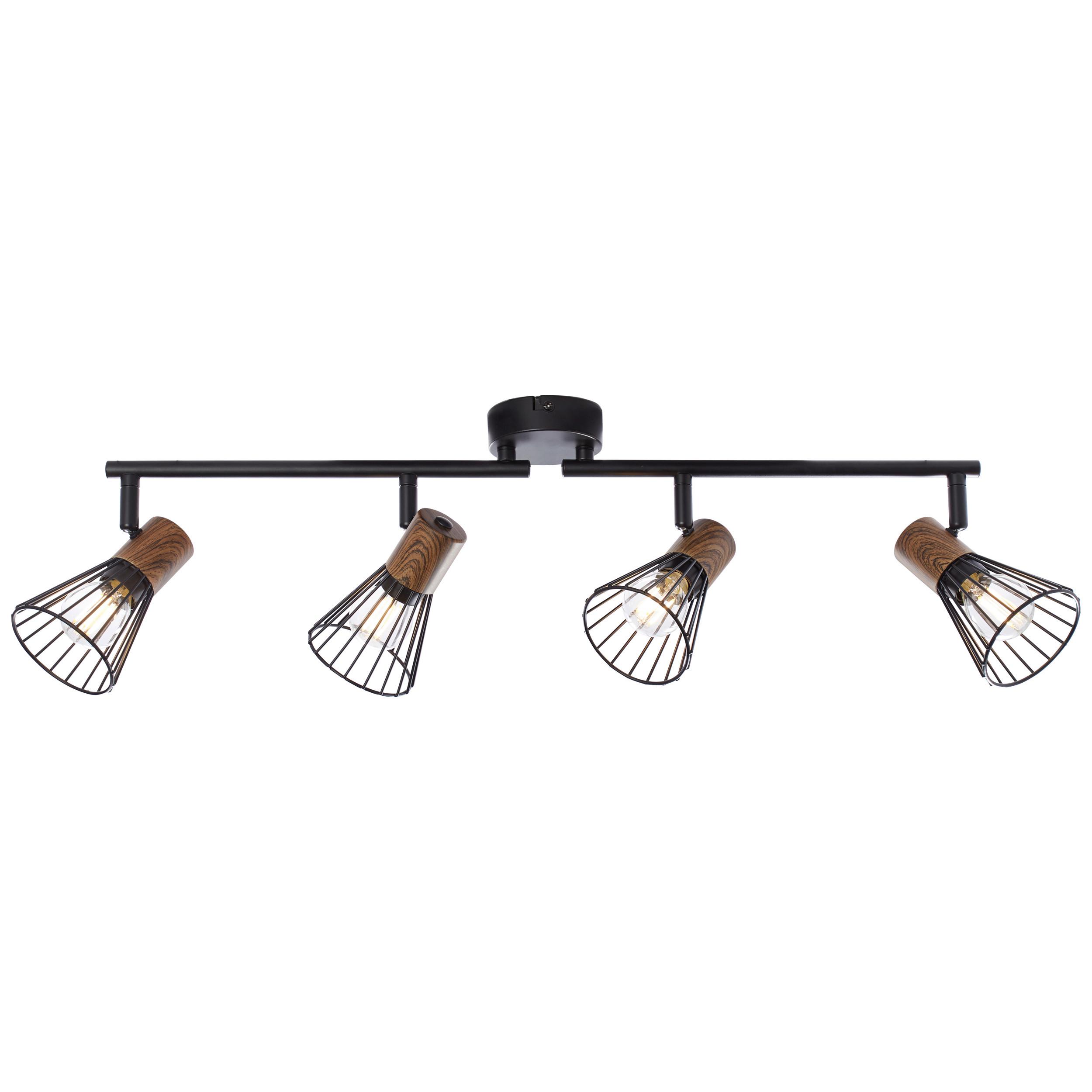 Deckenleuchte Manama L: 60,5 cm Schwenkbar - Schwarz, Design, Holz/Metall (60,5/18/20cm) - Brilliant