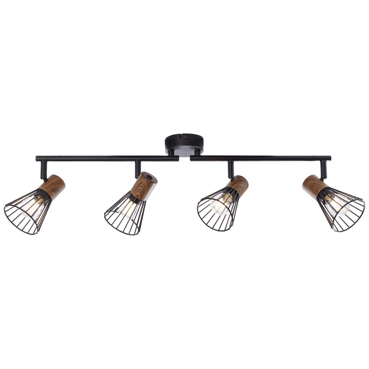 Deckenleuchte Manama L: 60,5 cm Schwenkbar - Schwarz, Design, Holz/Metall (60,5/18/20cm) - Brilliant