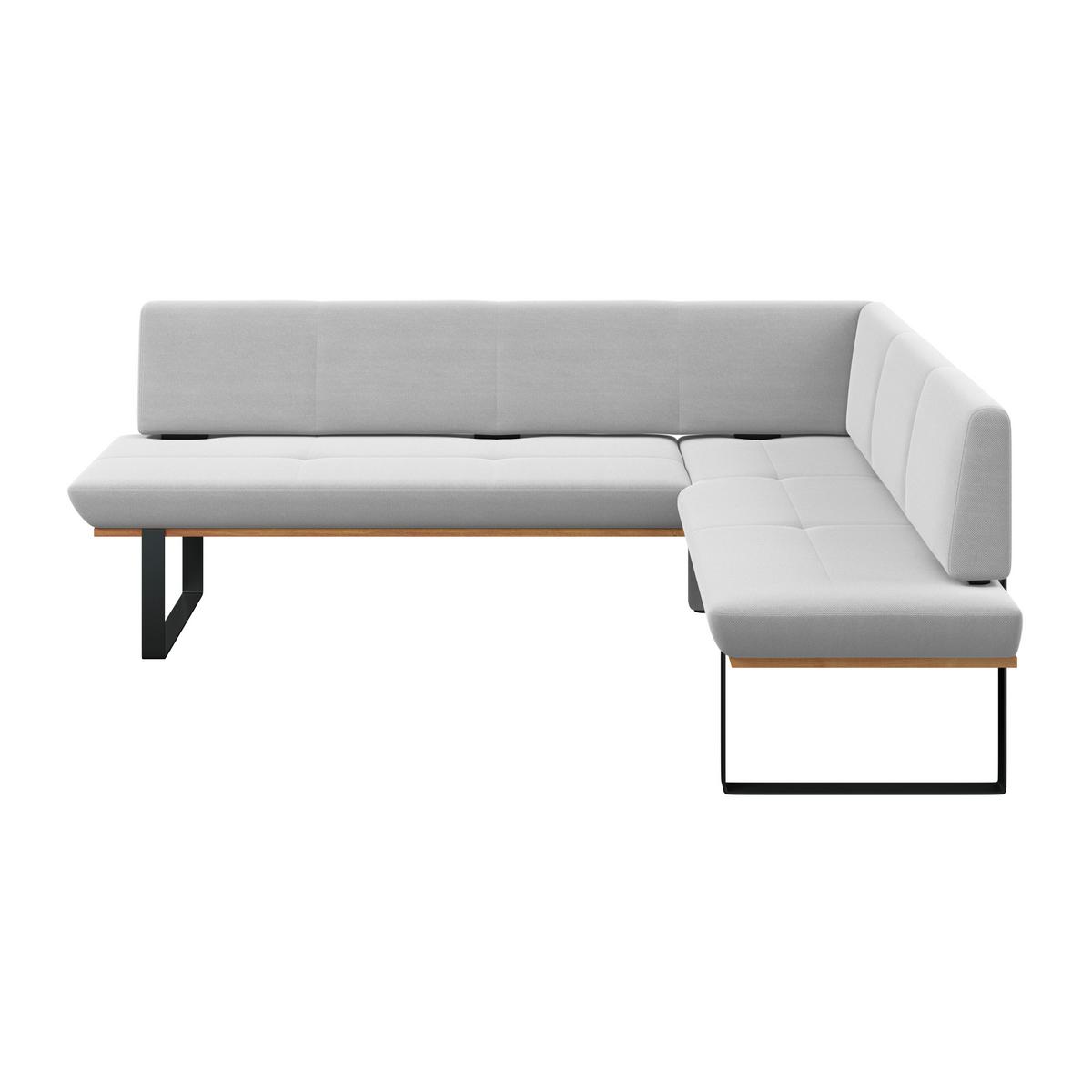 Eckbank Tistan Webstoff hellgrau, S:225x175cm - Hellgrau/Schwarz, MODERN, Holz/Textil (225/175cm) - James Wood