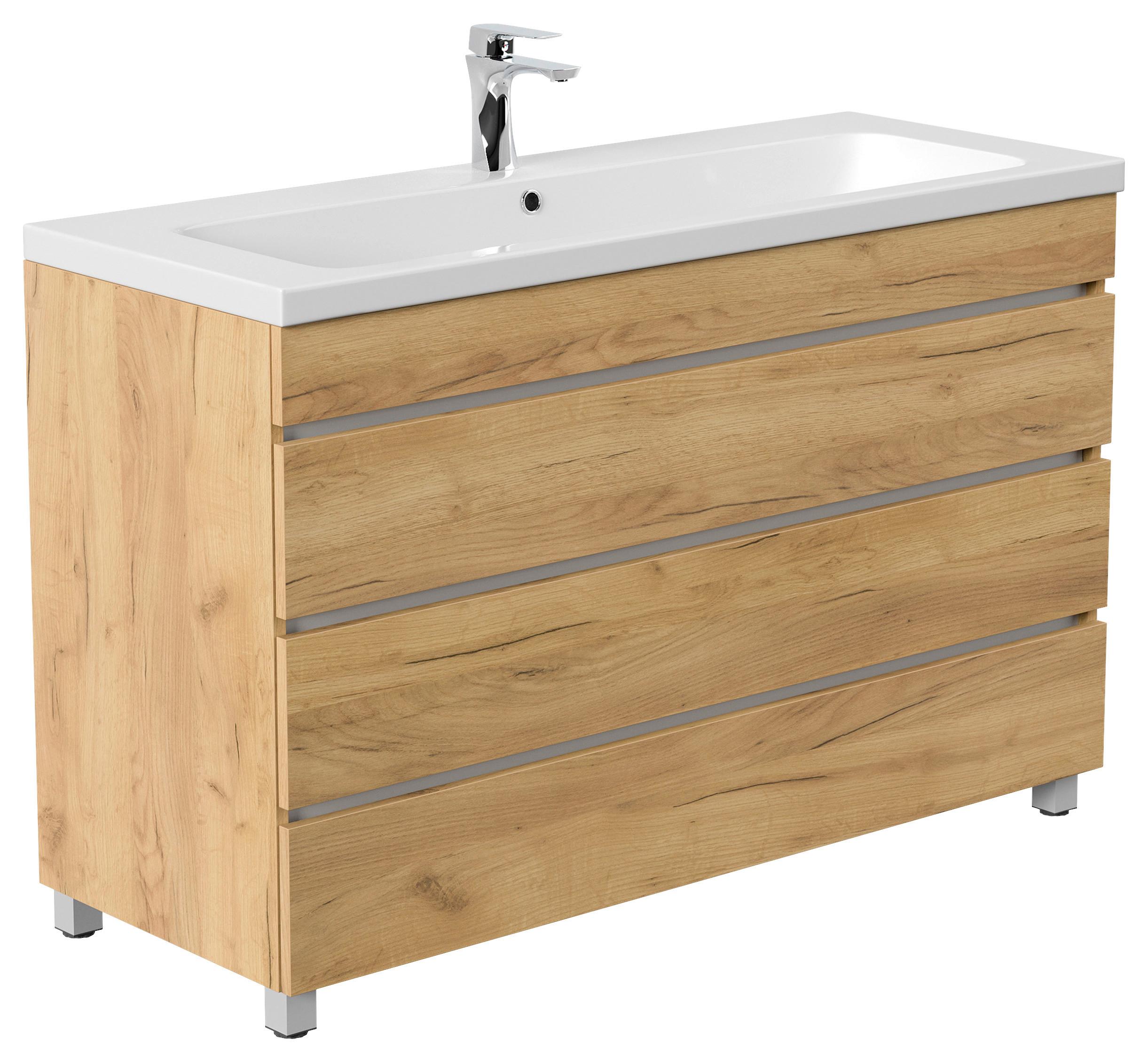 WASCHTISCHKOMBI Fellini, Eichefarben B: 120 cm - Eichefarben/Weiß, Basics, Holzwerkstoff/Stein (120cm) - MID.YOU