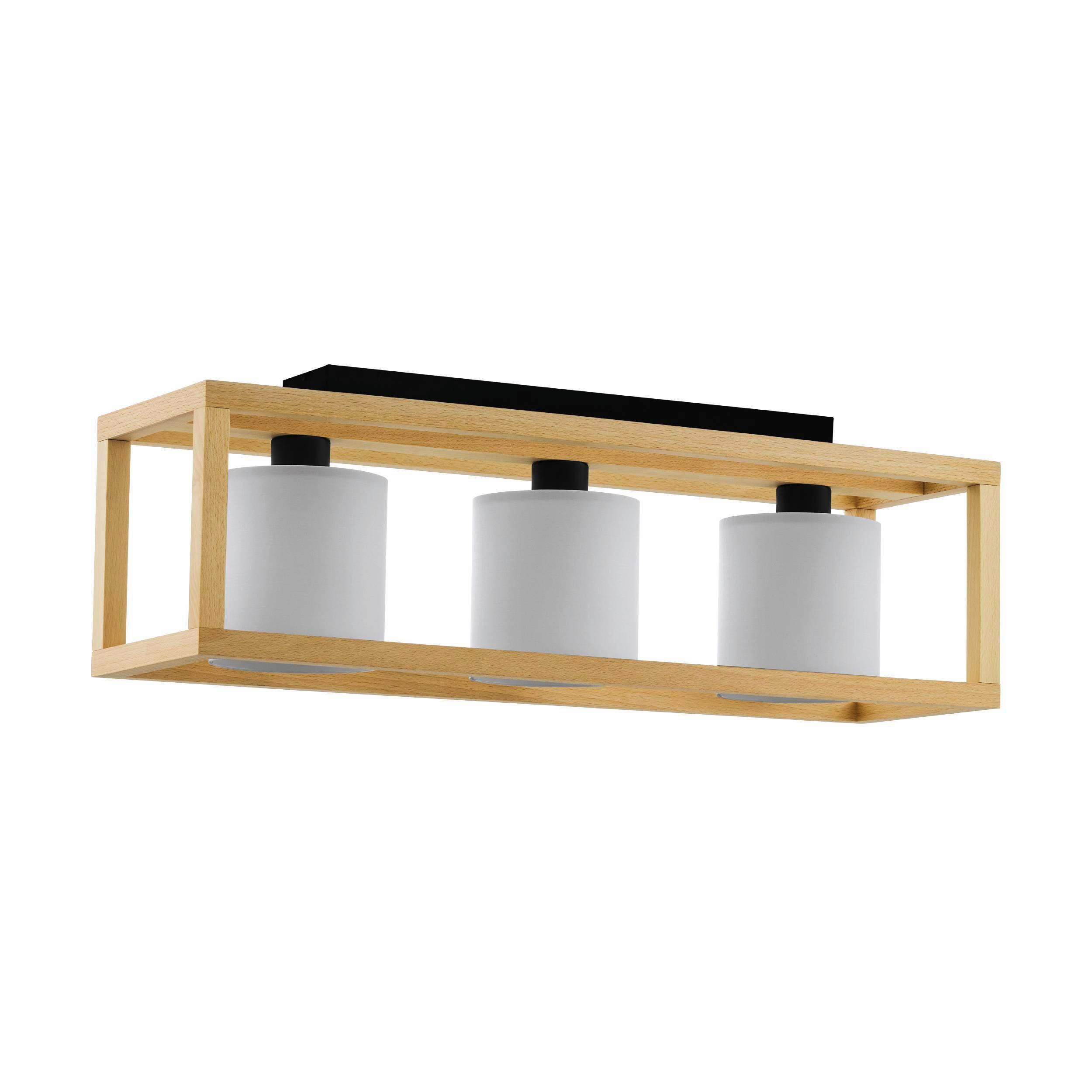 Deckenleuchte 390098 Granad - Schwarz/Braun, Natur, Holz/Textil (77/20/28cm) - Eglo