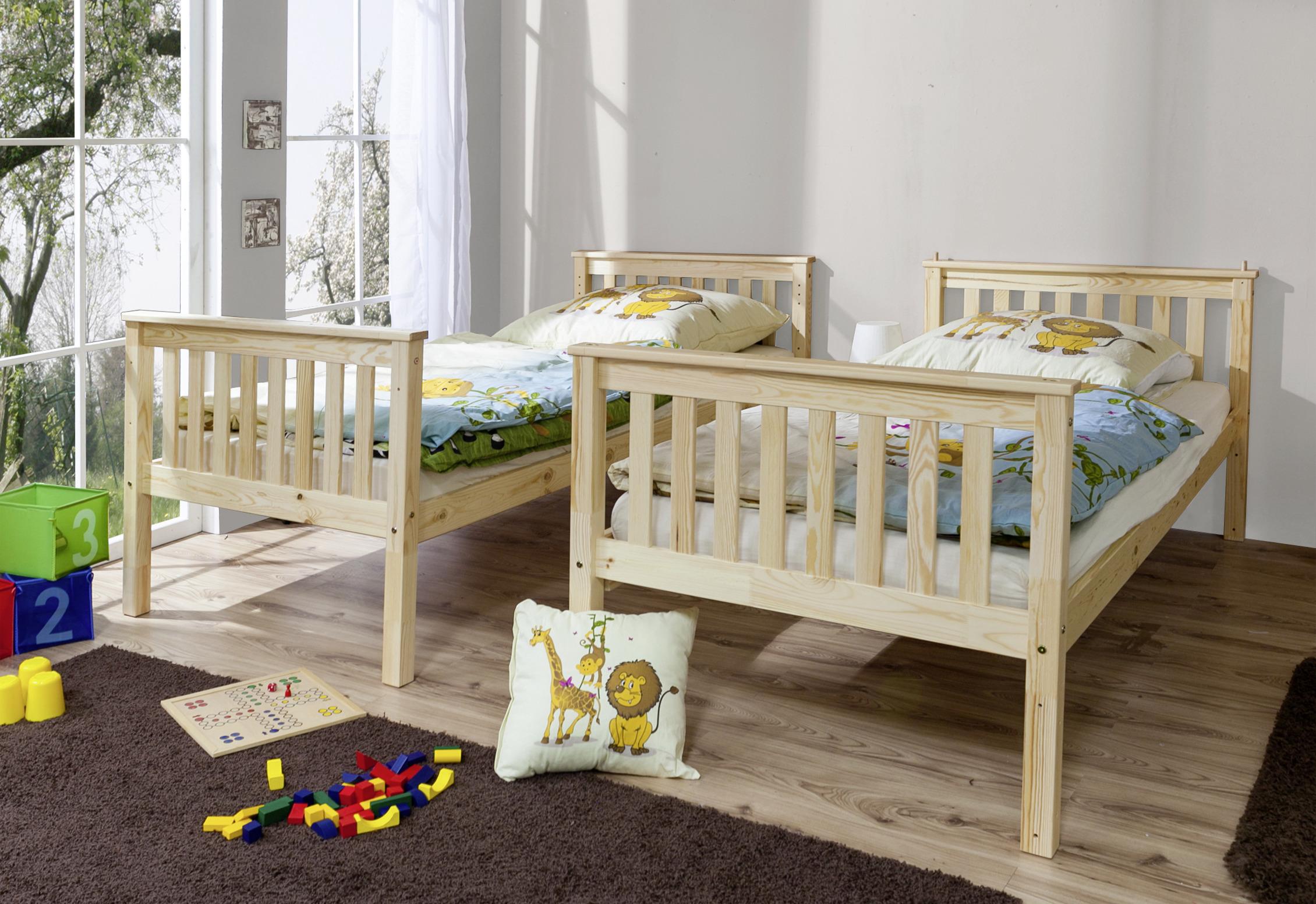 MID.YOU Etagenbett Sammy Kiefer Massiv 90 cm mit Absturzsicherung