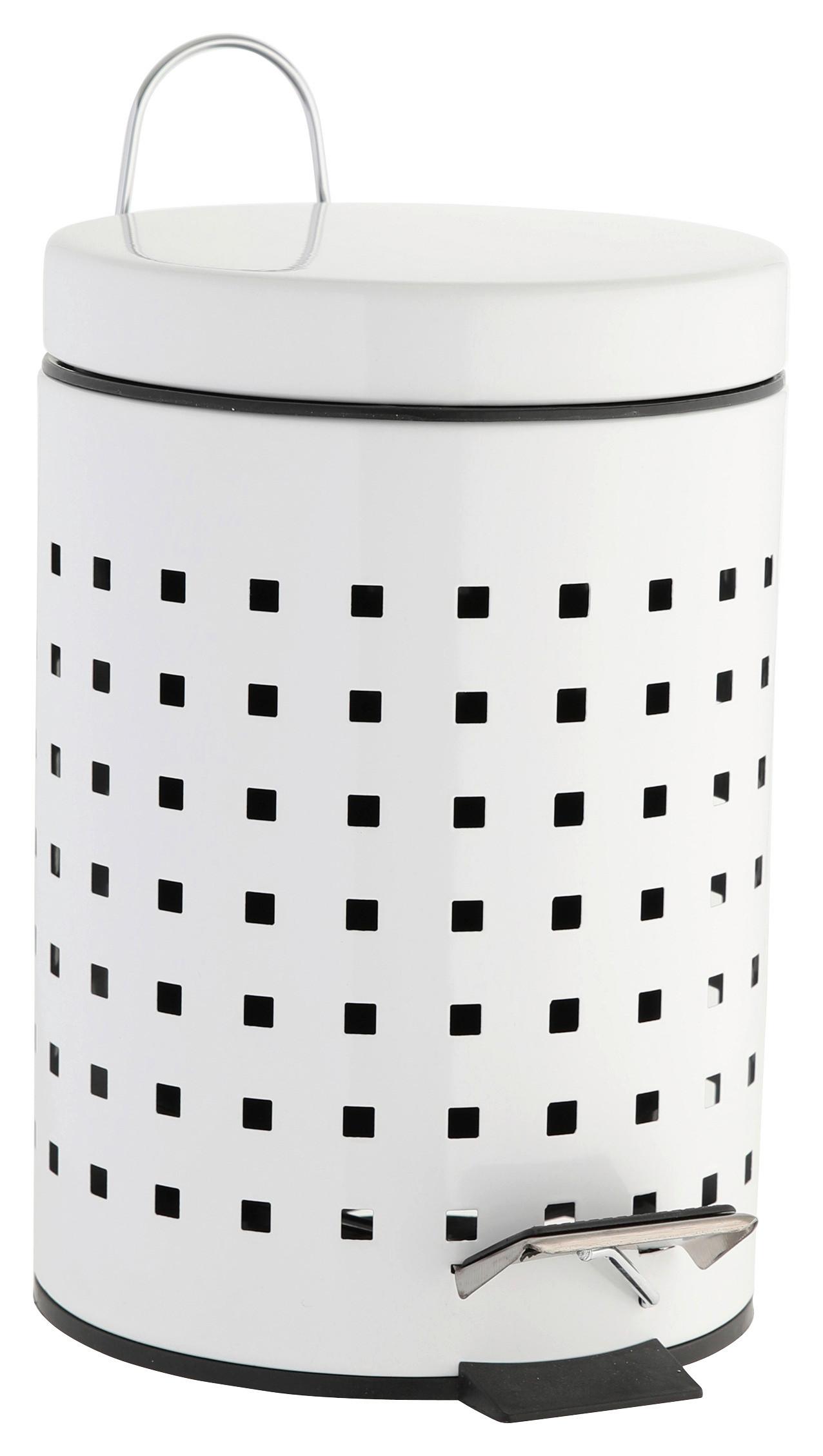 Kosmetikeimer Quadro Weiß 3 Liter, D/H: 16,8/24,5 cm - Schwarz/Weiß, MODERN, Kunststoff/Metall (16,8/24,5cm)