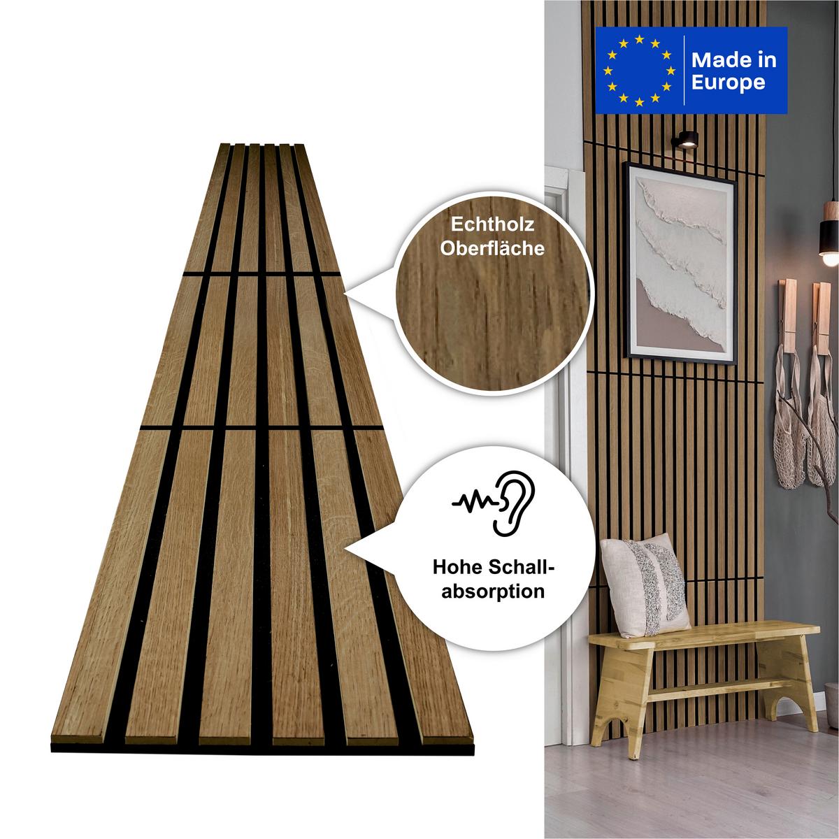 Akustikpaneel Compackt Eiche Rustikal - Eichefarben/Braun, Basics, Holz/Holzwerkstoff (30.5/244/1.03cm) - Novel