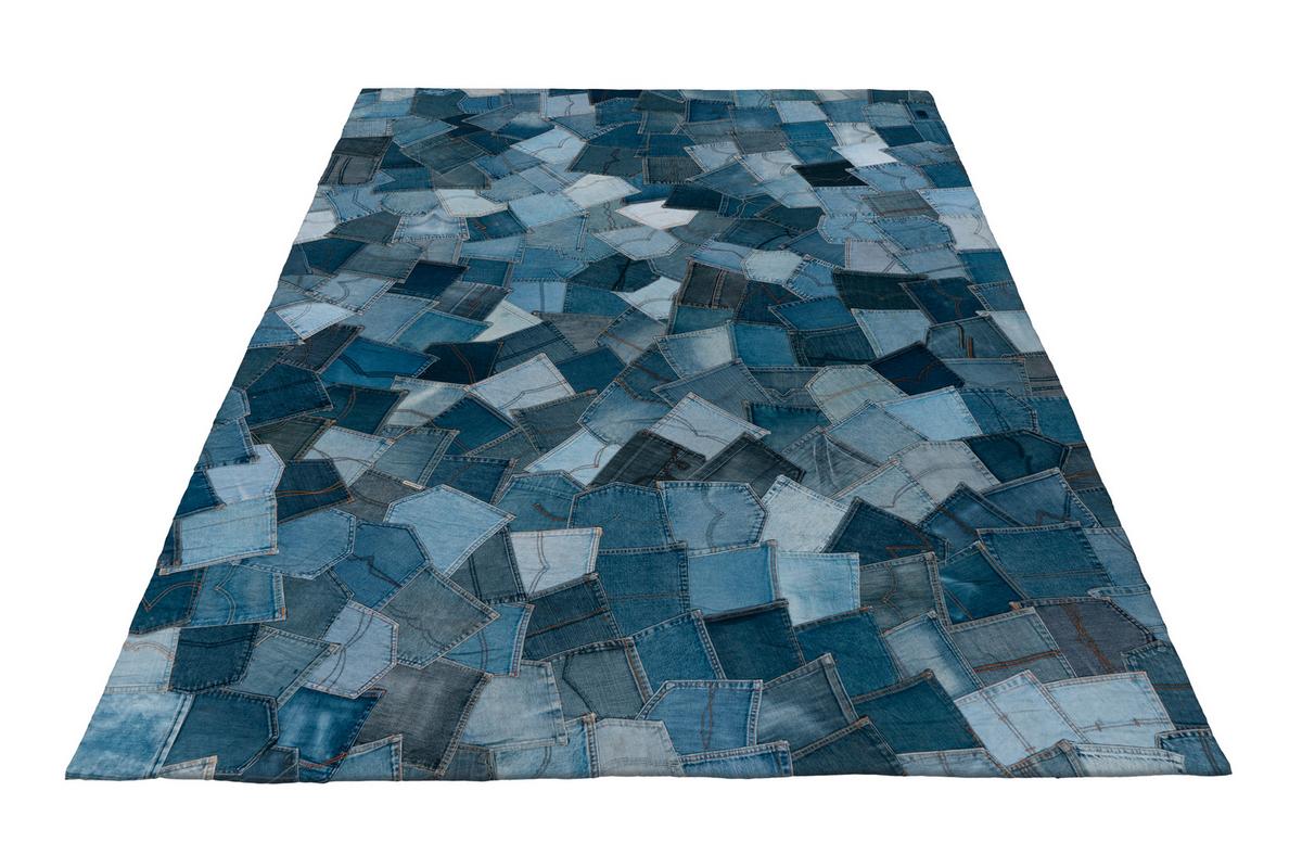Flachwebteppich My Denim Pocke 465 Blu 160x230 - Blau, Basics, Textil (160/230cm) - Obsession