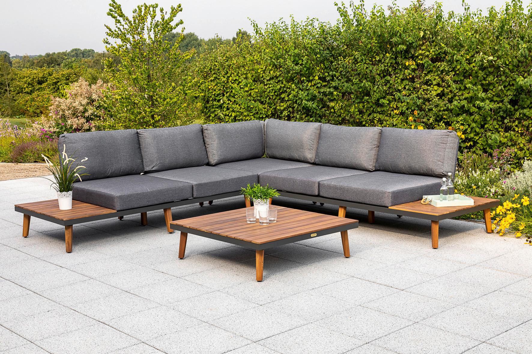Gartenmöbel Set 2-Tlg. Athen Holz/Aluminium mit Kissen