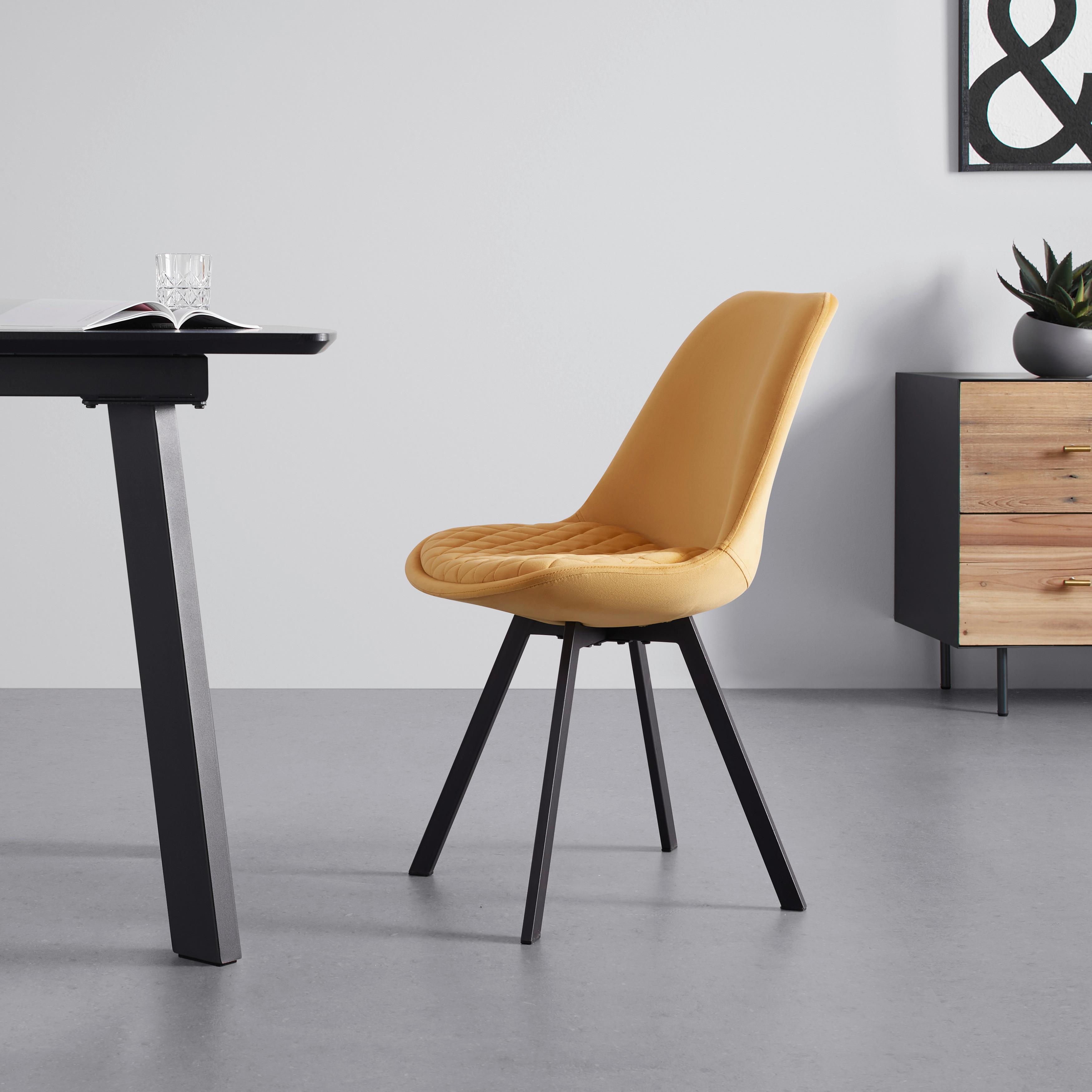 Židle Isabella Samet - Žlůtá - černá/žlutá, Moderní, kov/textil (49/83/53cm) - Livetastic