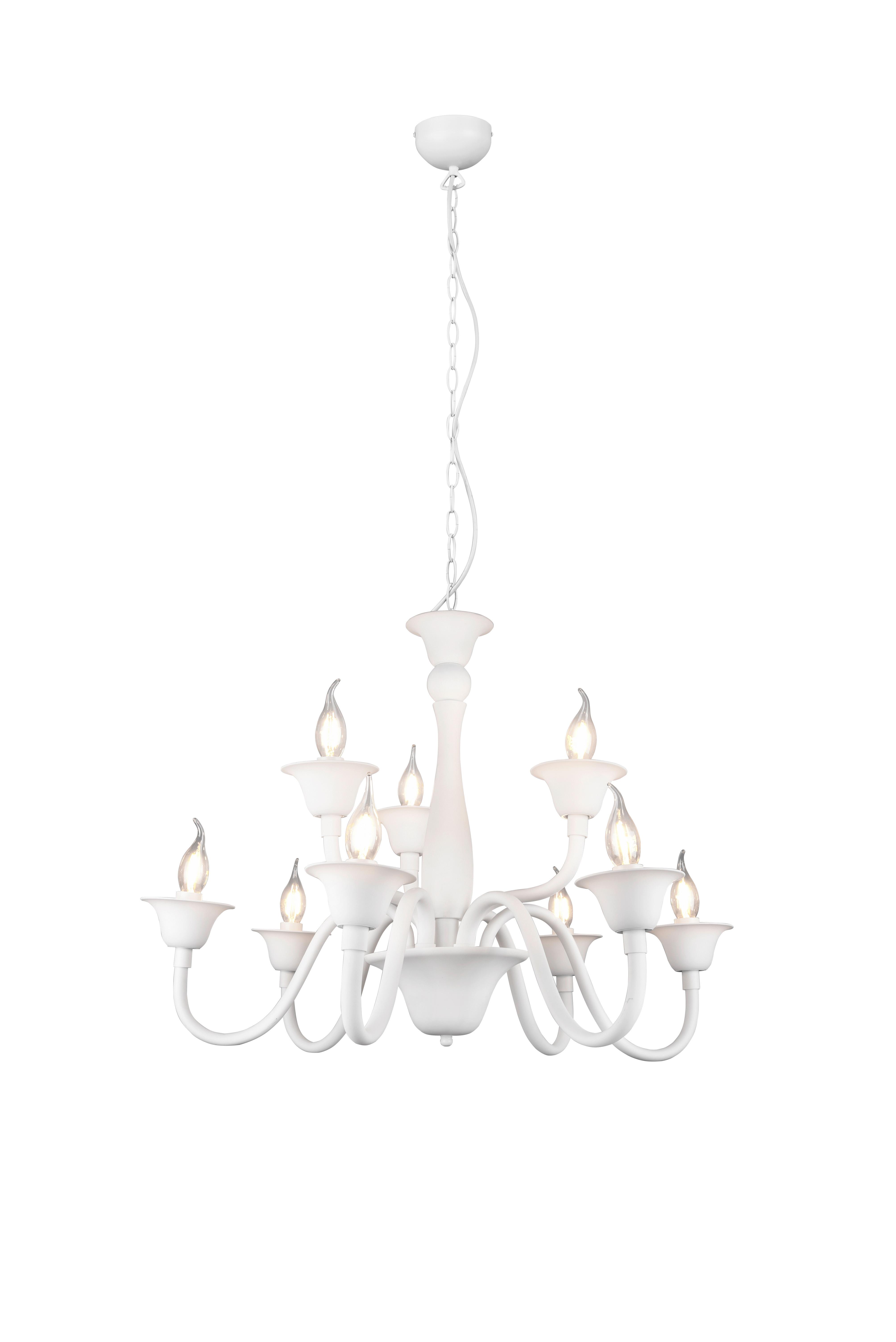 Kronleuchter Elsa 9xe14 Weiß Kunststoff - Weiß, ROMANTIK / LANDHAUS, Kunststoff/Metall (72/150cm) - Trio Leuchten