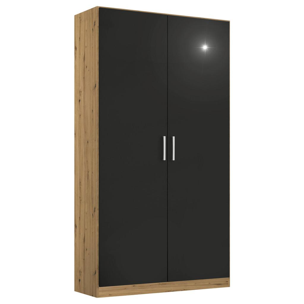 Drehtürenschrank 91 cm Berlin Eiche Dekor/Grau