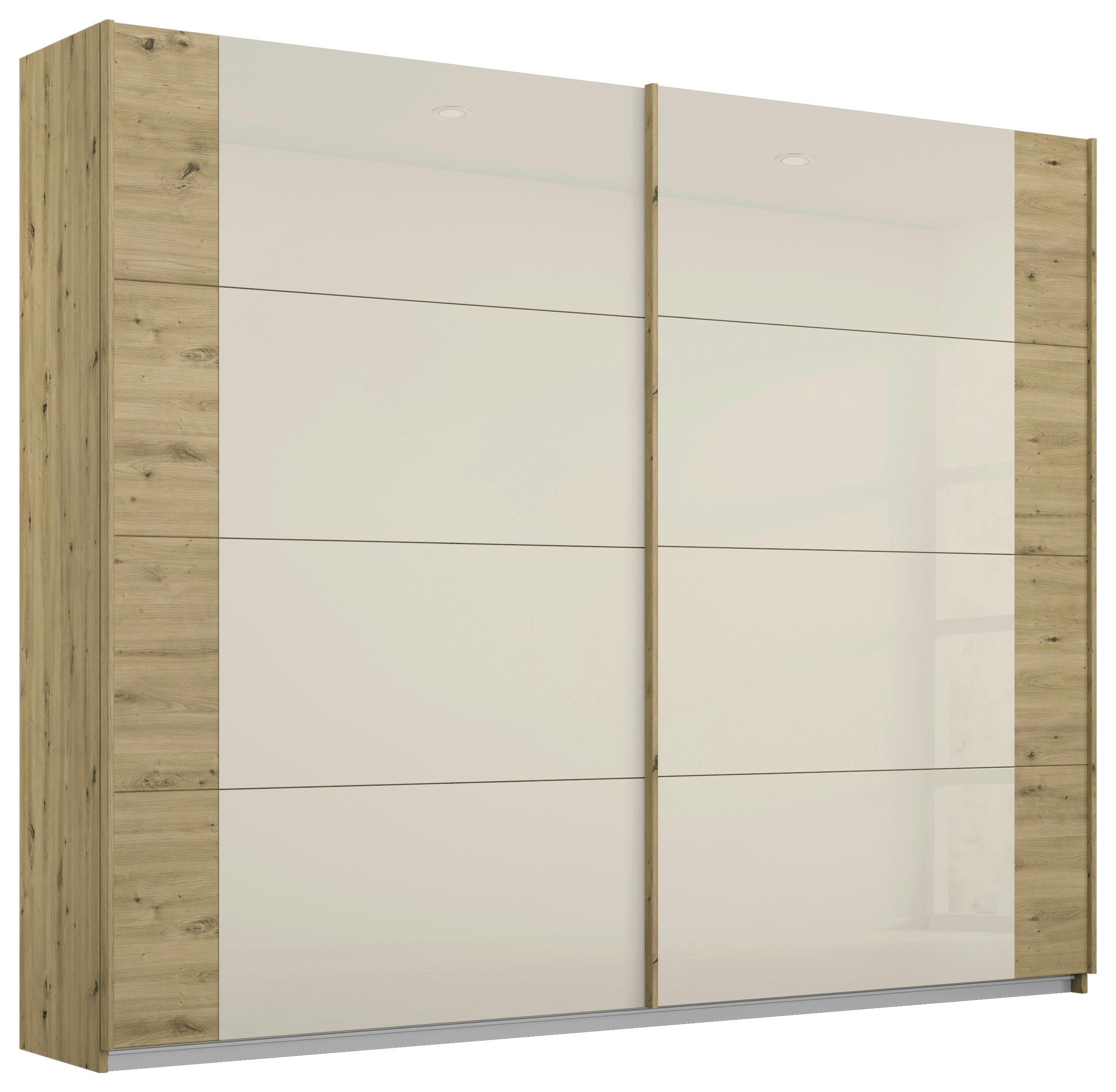 Schwebetürenschrank Artemis B: 225 cm Champagner/Eiche - Champagner/Eiche Artisan, MODERN, Glas/Holzwerkstoff (225/210/62cm) - Rauch Möbel
