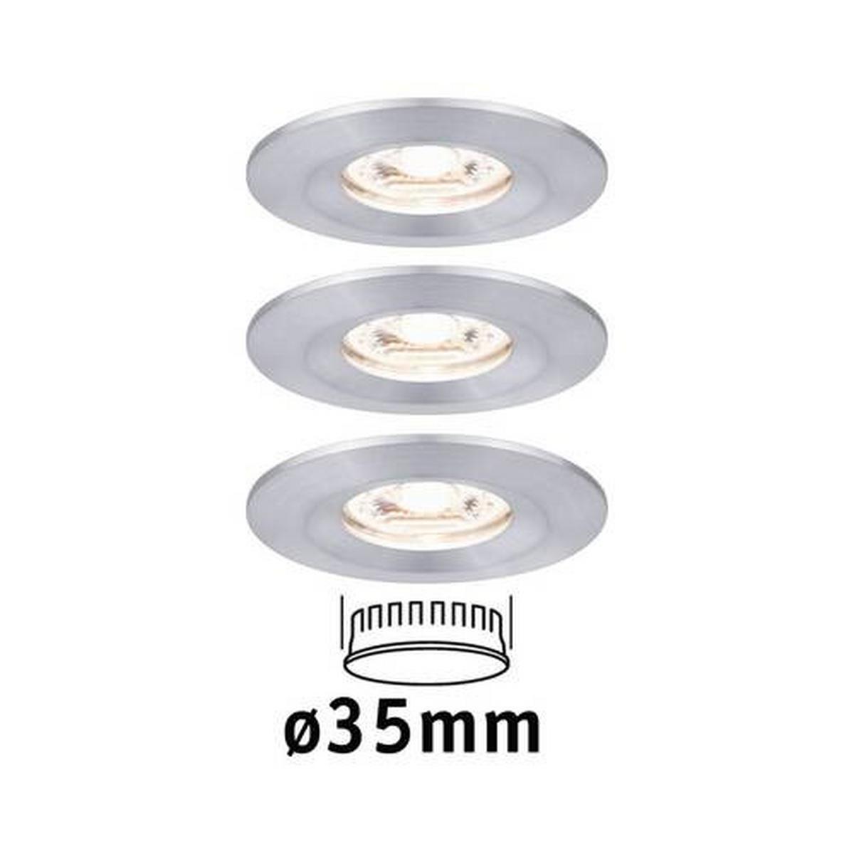 Led-deckenleuchte Ø 6,5 Cm 3er-Set Alufarben Rund - Alufarben, Basics, Metall (6,5cm) - Paulmann