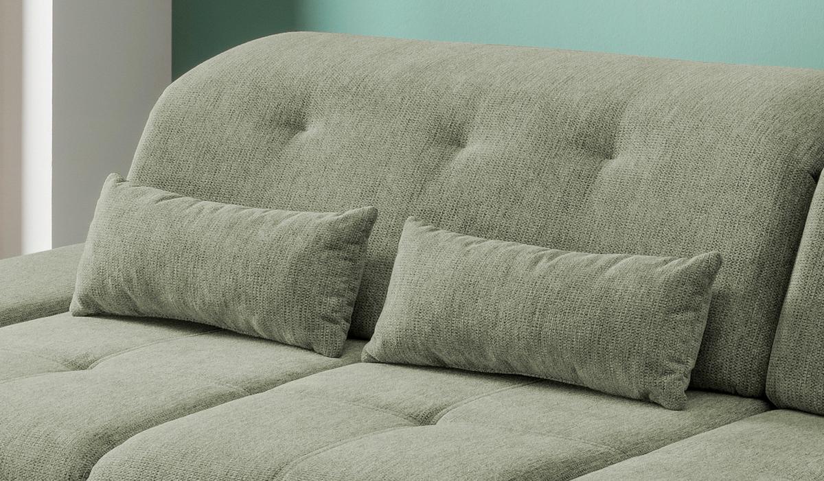 Ecksofa Mit Schlaffunktion Dalida Grün Chenille - Chromfarben/Grün, Design, Textil (300/196cm) - Livetastic