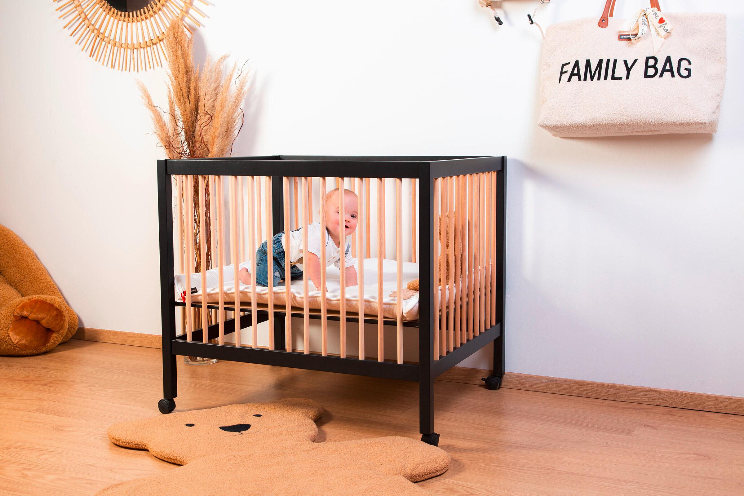 Laufgitter höhenverstellbar Schwarz, Naturfarben, L: 98 cm - Schwarz/Naturfarben, KONVENTIONELL, Holz/Kunststoff (98/78/82cm) - Childhome