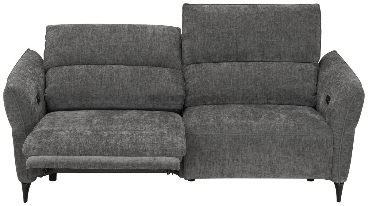Dvoumístná pohovka CAPE TOWN, šedá, eletrická relax.funkce - černá/tmavě šedá, Moderní, kov/dřevo (200/98/93cm) - Mömax