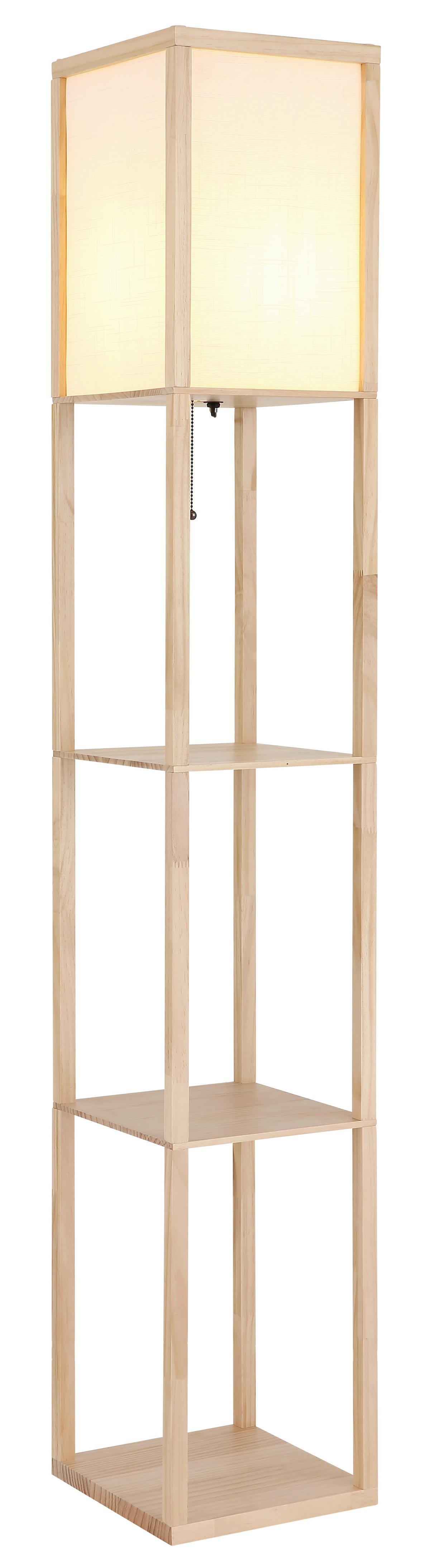 STEHLEUCHTE Exkl. 1xE27, 60W - Hellbraun/Weiß, Natur, Holz/Textil (26/26/159cm) - Globo