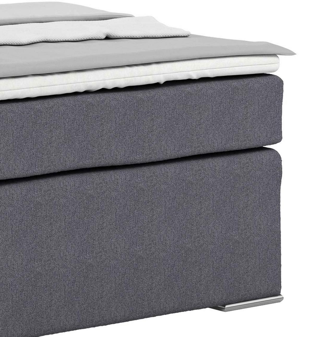 Postel Boxspring NERO PL: 140/200 cm, tmavě šedá - tmavě šedá/barvy chromu, Konvenční, kov/textil (140/200cm)
