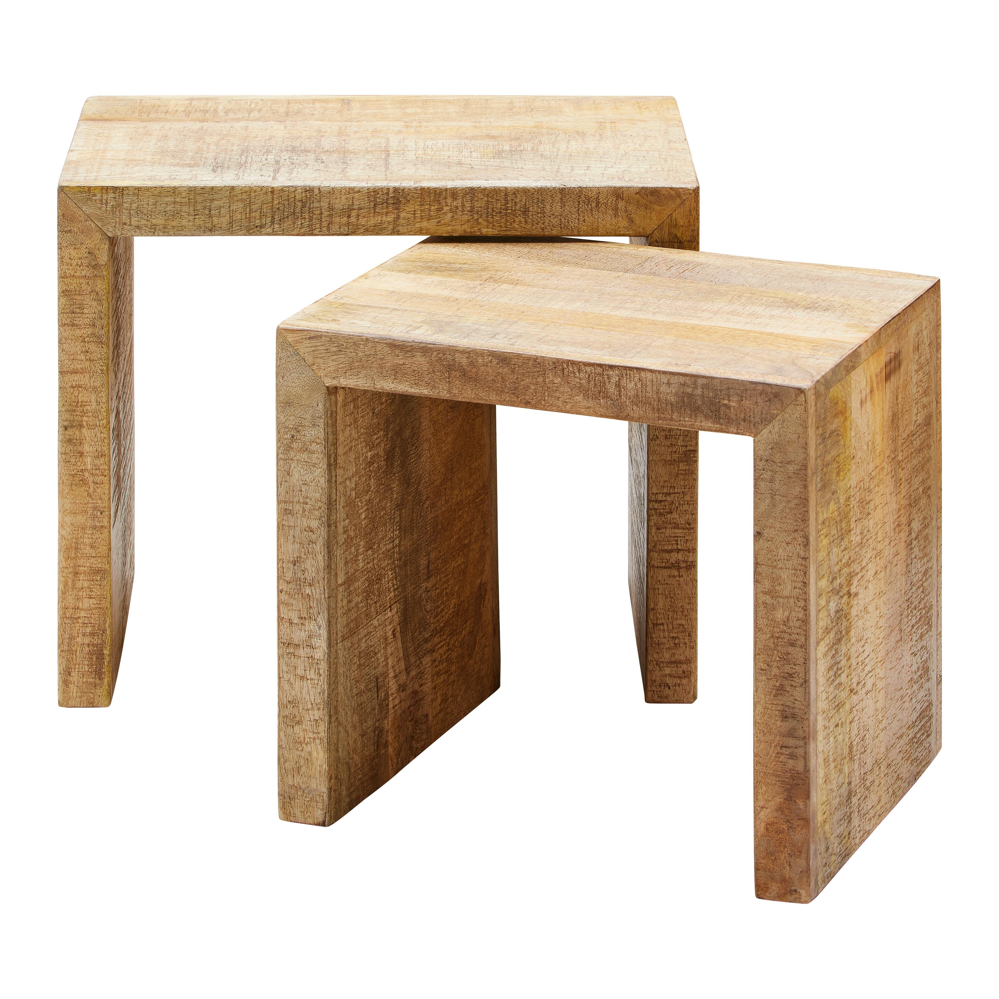 SADA PRÍRUČNÝCH STOLÍKOV EVEREST -EXKLUSIV- - čierna/prírodná farba, Natur, drevo (55-45/45-40/35cm)