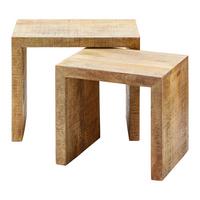 SADA STOLKŮ EVEREST -EXKLUSIV- - černá/přírodní barvy, Natur, dřevo (55-45/45-40/35cm)