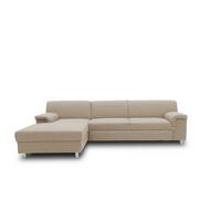 Ecksofa Jamie Rücken echt Beige Webstoff - Chromfarben/Beige, KONVENTIONELL, Textil (150/251cm) - MID.YOU