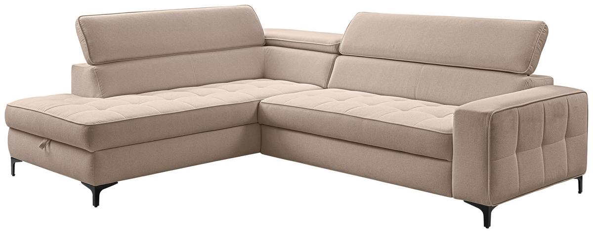 Ecksofa Nala Taupe S: 203x251cm - Taupe/Schwarz, Design, Textil (203/251cm) - MID.YOU